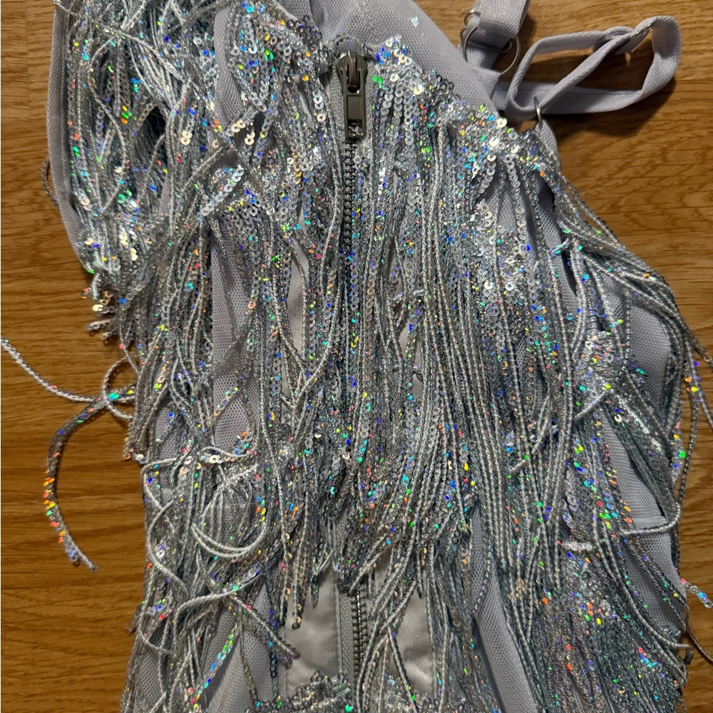 Amazing Lace Silver Fringe Mini Dress - Picture 10 of 12